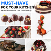 Mailand Electric Fondue Pot Set, Chocolate Melting Pot with Temperature Control, 4-Section Food Tray, Brown