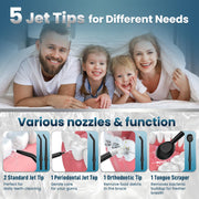 OasiSmile Water Flosser Portable Cordless Dental Irrigator 300ML Reservoir 5 Jet Tips 4 Modes IPX7 Waterproof Black L8