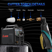 GZ GUOZHI CUT-50LED Plasma Cutter, 50A, Dual Voltage 110V/220V, IGBT Inverter, LED Digital Display, Front Pressure Gauge, 2T/4T Modes, 12mm Clean Cut, 20mm Max Depth
