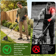 CATGOOD Electric Cordless Weed-Eater 24V 4.0Ah Lithium Battery 8-Inch Cutting Width with 2 Batteries and Charger HG0614-BK