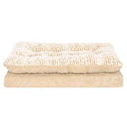 FurHaven Orthopedic Pillow Top Mattress Pet Bed, Embossed Faux Fur & Suede, Taupe, Medium, 30in x 20in x 3in