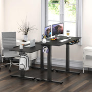 SHW Electric Height Adjustable Standing Desk, 48 x 24 Inch Black, Programmable Digital Controller, Cable Management Tray