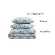 Paris Hilton Coquette Floral Blue 3-Piece Comforter Set, Full/Queen