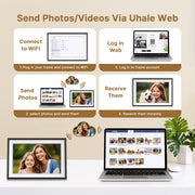 NUSICAN 10.1 Inch WiFi Digital Photo Frame, 32GB Memory, HD 1280x800 IPS Touchscreen, Auto Rotate, Wall Mountable, Black