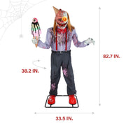 Haunted Hill Farm I Scream Clown Halloween Animatronic, 6.9 Ft Life-Size, Motion-Activated with Lights and Sound, Battery-Powered, Multicolor, Plastic and Polyester, HHSCREAMCLWN-1FLSA