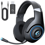 Ecomoment Wireless Gaming Headsets for PS5 PC Switch PC with Bluetooth 5.2, 2.4 GHz USB Gaming Headphones, Black