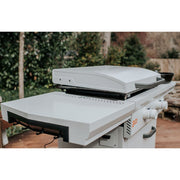 LOCO LCG2ST2C26 26 in. 2-Burner Digital Propane SmartTemp Flat Top Grill in Chalk Finish with Enclosed Cart and Hood