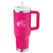 Bass Pro Shops 4078569 Insulated Travel Mug, 40-oz., Stainless Steel, Leak-Resistant Slider Lid with Straw, Bass Pro Red