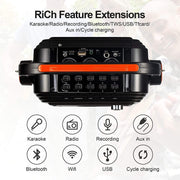 JYX JYX-66BT Bluetooth Karaoke Machine with 2 Wireless Microphones for Adults
