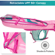 SwimSchool WMB22127PKPQ Grow-with-Me BabyBoat Pool Float with Adjustable Seat, UPF 50 Canopy, Pink, 36 in