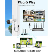 OOSSXX 5MP 4-Camera Wireless Security System, Dual Antenna WiFi, 130 Wide Angle Outdoor Cameras, Infrared Night Vision, IP66 Weatherproof, 4K 16CH NVR, CSOS-02SW5MP02-4ch