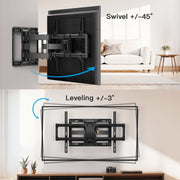 MountFTV Full Motion TV Wall Mount Bracket, Tool-Free Tilt, 42-90 Inch TVs, 6 Articulating Arms, Heavy Duty, Holds up to 132 lb, Max 600x400mm