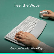 Logitech Wave Keys Wireless Ergonomic Keyboard with Cushioned Palm Rest, Multi-Device Bluetooth Connectivity, Off White, 920-012275