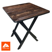Ozark Trail Folding Outdoor Camp Side Table, Adjustable Height 19 to 21 in, Brown Wood Print, Lightweight Plastic