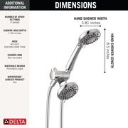 Delta Faucet 75516 Combo Shower with 3 Spray Settings, Chrome Finish, 1.75 GPM Flow Rate, 60in Hose
