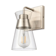 Elk Home Brookville 1-Light Vanity Light with Burnished Brass Finish and Clear Glass Shade, 5-Inch Wide, 47670/1