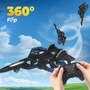 Fighter Jet RC Drone, 2.4GHz Quadcopter with 360 Flip, LED Lights, One Key Takeoff, Altitude Hold, Foldable, Red