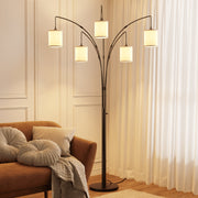 SUNMORY 5 Lights Tree Floor Lamp, 83.5 Large Tall Standing Lamp with Drum Linen Lampshade
