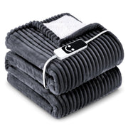 Somito Heated Blanket Electric Throw, Soft Flannel Sherpa, 12 Timer Settings, 5 Heat Levels, 50x60 Inches, Gray
