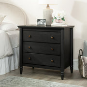 My Texas House 437237 Monroe 3 Drawer Nightstand w/USB, Raven Black Oak