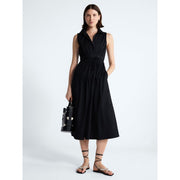 Free Assembly Women's Sleeveless Cotton Maxi Shirtdress with Adjustable Belt, Black, Relaxed Fit, Sizes XS-4X