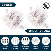 Joyfy 31147-WM Clear Christmas Lights, 39ft, 200 Warm White LED Bulbs, Connectable Waterproof String Lights