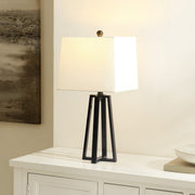 Safavieh Acosta Black Iron Table Lamp with White Cotton Shade, LED Bulb Included, 21 in, TBL4505A
