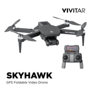 Vivitar SkyVision 4K Ultra HD GPS Foldable Video Drone, 4.3-Inch Display Controller, Brushless Motors, 1-Axis Gimbal, VR Headset, 17-Minute Flight Time