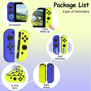 GRM Switch Controller for Nintendo Switch and Switch OLED, Dual Vibration, 6-Axis Gyro Sensor, Blue and Yellow Green