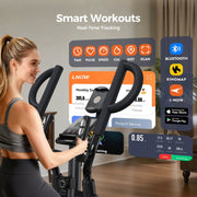 HASIMAN Elliptical Trainer, 16 Levels Magnetic Resistance, 17-Inch Stride, LCD Monitor with Rotatable Tablet Holder, Black, 400 lb Capacity, W26803
