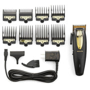 BaBylissPRO LithiumFX Gold Hair Clipper, Cord/Cordless, 5-Position Taper Control, Gold Titanium Tri-Blade, 2-Hour Lithium-Ion Battery, Ergonomic Grip, Black Gold, FX673NS