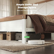 HOMRELEXA Farmhouse Bed Frame, Twin Size, White Wood Finish, 51in Headboard and Footboard, High Profile with Under Bed Storage