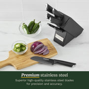 Cuisinart Advantage Kitchen Knife Block Set, 7-Piece Ceramic Coated Stainless Steel Blades, Soft-Touch Handles, Black, B1042-7P