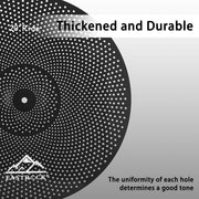 EastRock Low Volume Cymbal Pack, 14/16/18/20 Inch Alloy Cymbals with Noise Reduction, Black, Includes Bag and Felts, JDCP-03-2