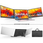Siaviala 15.6 in Portable Monitor, Ultra Light Thin Triple Screen Extender, 1080P FHD IPS Display, USB-C HDMI Plug and Play, Compatible with 13-17 in Laptops P7