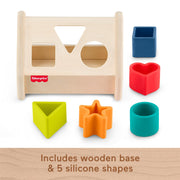 Fisher-Price Wooden Silicone Shape Sorter Developmental Activity Toy Multicolor 6 Months+ JCY41