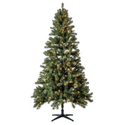 Holiday Time 7' Pre-Lit Duncan Fir Green Artificial Christmas Tree with Color-Changing LED Lights and Quick Set