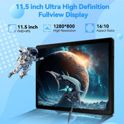 AEEZO 11.5 Inch Tablet PC, 2K HD IPS Display, Octa-Core Processor, 30GB RAM, 128GB Storage, 8400mAh Battery, WiFi 6, Keyboard Mouse Stylus Pen Bundle, Black, A7L-BKH