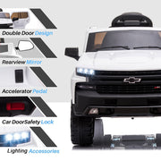 Funtok RS03 Chevrolet Silverado 12V Kids Electric Powered Ride on Car with Remote Control and Storage Trunk, White