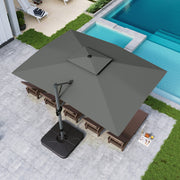 Alpha Joy E02GM033-H-AJ 12x9ft Large Rectangle Offset Cantilever Double Umbrella, Charcoal Grey