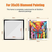Unbranded Magnetic Diamond Painting Frames, 35x35cm Canvas, Black Self-Adhesive with White Border and Hooks, 2-Pack
