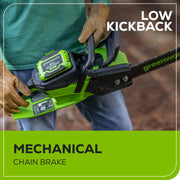 Greenworks 2028502 60V 18 2.0kW Brushless Chainsaw with 4.0 Ah Battery & 3 Amp Charger