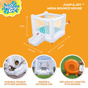 H2OGO Jump & Joy Kids Inflatable Bounce House with Extra-Wide Slide, White, Indoor/Outdoor, Ages 3+