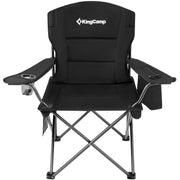 KingCamp Oversized Camping Chair, Heavy Duty 300 lbs Support, Fully Padded Ergonomic Design, Built-in Cooler Bag, Mesh Cup Holder, Large Side Pocket, Black