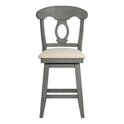 Inspire Q Eleanor Napoleon Back Swivel Counter Stool, Antique Grey, Linen Upholstered Seat, 24 in Seat Height, 530SW4-24GA