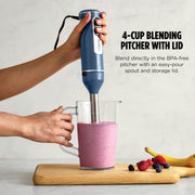 Ninja Power Duo Immersion Blender with RapidWhisk, 9-Inch Stainless Steel Arm, 4 Speeds, SplatterShield, PanProtect, 4-Cup Blending Pitcher, Deep Navy, CI201ND
