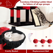 Globlazer Heavy Duty Cat Tree, 83 inch Large Cat Tree for Indoor Cats with 8 Scratching Posts, 2 Cat Caves & 3 Platforms, Gothic