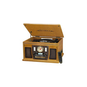 Victrola Nostalgic Aviator Wood 8-in-1 Bluetooth Turntable Entertainment Center, Oak