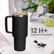 JUSTLET JUSTLET-0002 40 oz Easy to Clean Stainless Steel Vacuum Insulated Travel Mug, Black