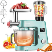 SPECSTAR VH1656-BL 9 in 1 Multifunctional Stand Mixer with Fermentation, 6 Speed 7.5 Quart Kitchen Electric Food Mixer with Timer, Meat Grinder, Juice Blender, Vegetable Slicer, Pasta and Cookie Maker, Blue